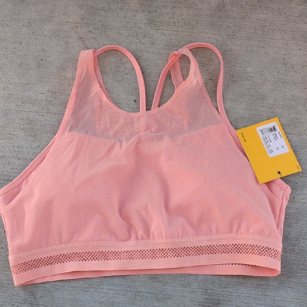 Lole Womens Pink Mesh Padded Sports Bra Size XL